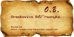 Oreskovics Bársonyka névjegykártya